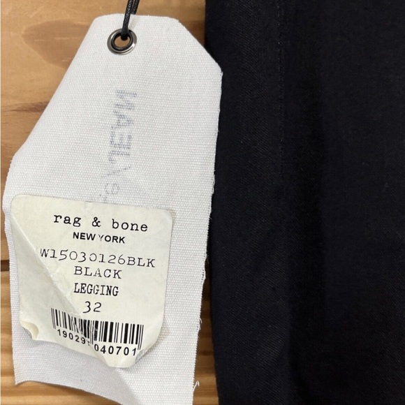 RAG & BONE Black Plush Five Pocket Low Rise Denim Legging Skinny Size 32 NWT - Picture 8 of 10